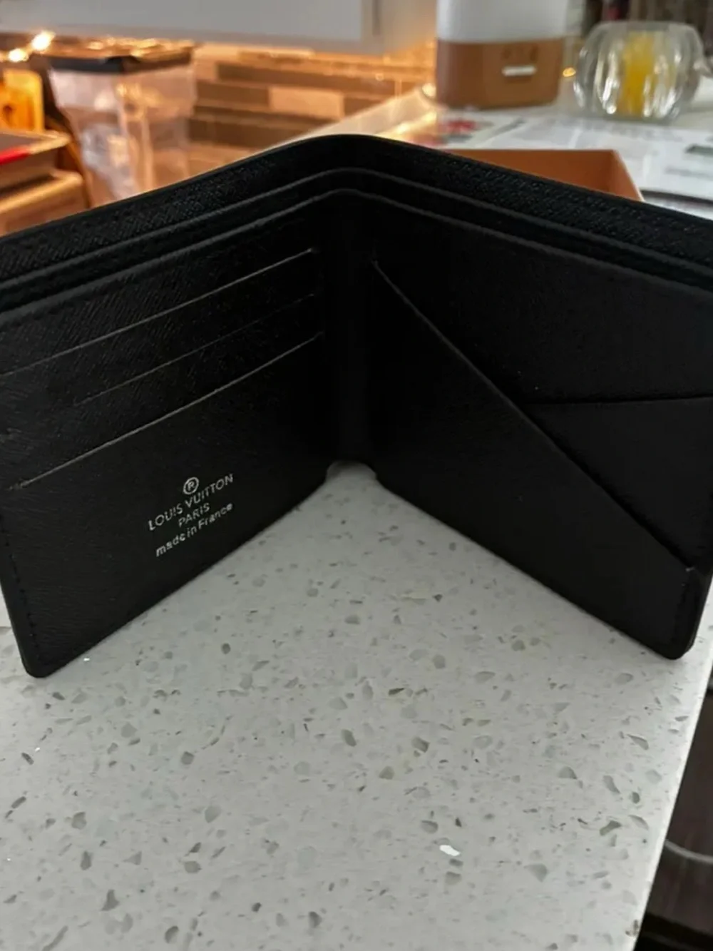 Mens Black and Gray Checkered Wallet